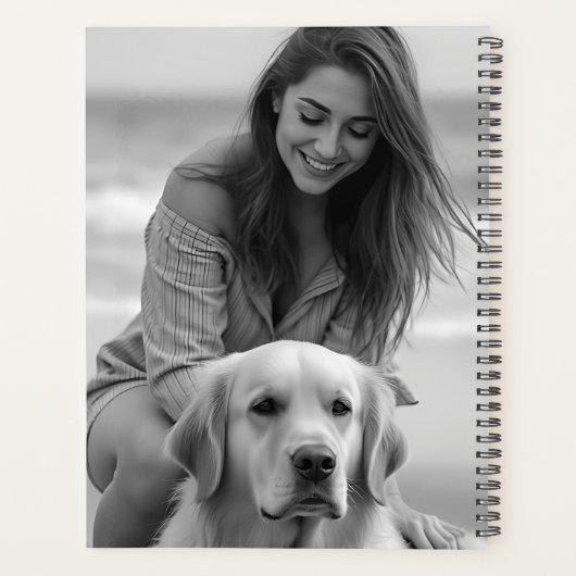 Personalized Photo and Name Black and White Planner (Achterkant)