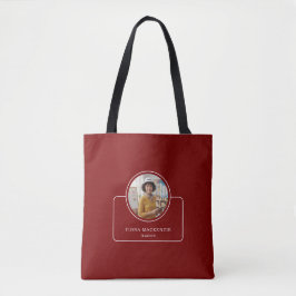 Personalized Photo and Name with Title Deep Red Tote Bag