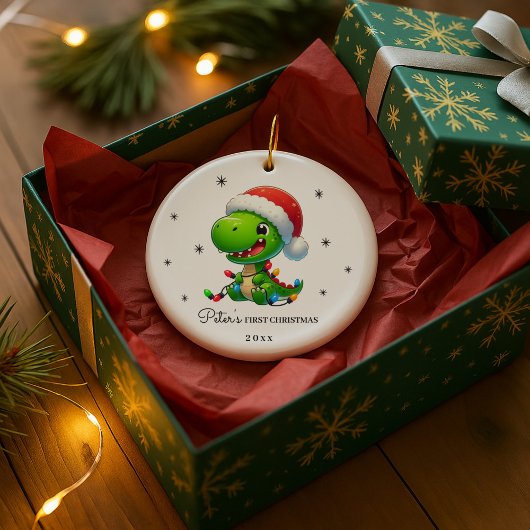 Personalized Photo and Text Dinosaur Keramisch Ornament
