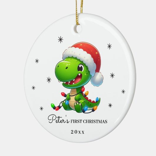 Personalized Photo and Text Dinosaur  Keramisch Ornament (Links)