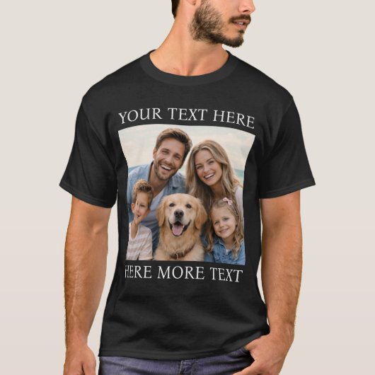 Personalized Photo and Text Or Name Elegant Serif T-shirt (Voorkant)