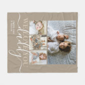 Personalized Photo and Text Photo Collage Fleece Deken (Voorkant (Horizontaal))