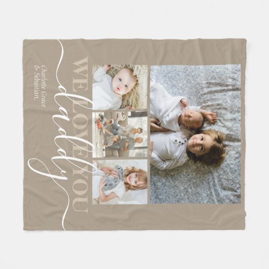Personalized Photo and Text Photo Collage Fleece Deken (Voorkant (Horizontaal))