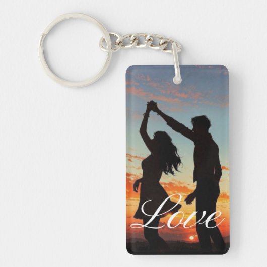 Personalized Photo and Text Photo Collage Keychain (Voorkant)
