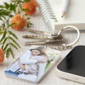 Personalized Photo and Text Photo Collage Keychain (Voorkant Rechts)