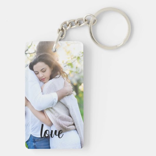 Personalized Photo and Text Photo Collage Keychain (achterkant)