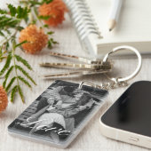 Personalized Photo and Text Photo Collage Keychain (Voorkant Rechts)