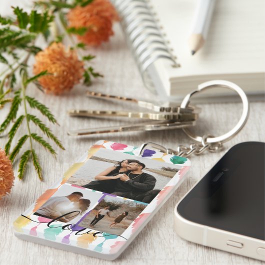 Personalized Photo and Text Photo Collage  Sleutelhanger (Voorkant Rechts)