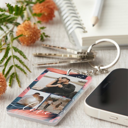 Personalized Photo and Text Photo Collage Sleutelhanger (Voorkant Rechts)