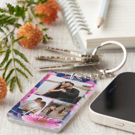 Personalized Photo and Text Photo Collage  Sleutelhanger (Voorkant Rechts)