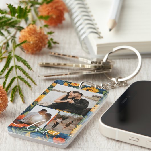 Personalized Photo and Text Photo Collage  Sleutelhanger (Voorkant Rechts)