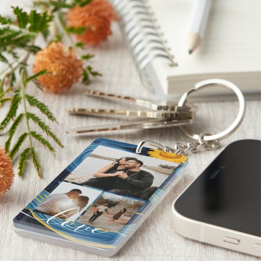 Personalized Photo and Text Photo Collage  Sleutelhanger (Voorkant Rechts)