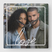 Personalized Photo and Text Photo Collage Vierkante Klok (Voorkant)