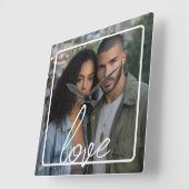 Personalized Photo and Text Photo Collage Vierkante Klok (Hoek)