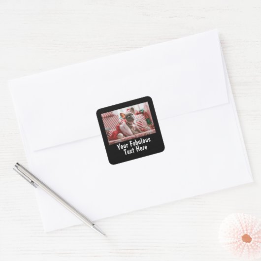 Personalized Photo and Text Vierkante Sticker (Envelop)