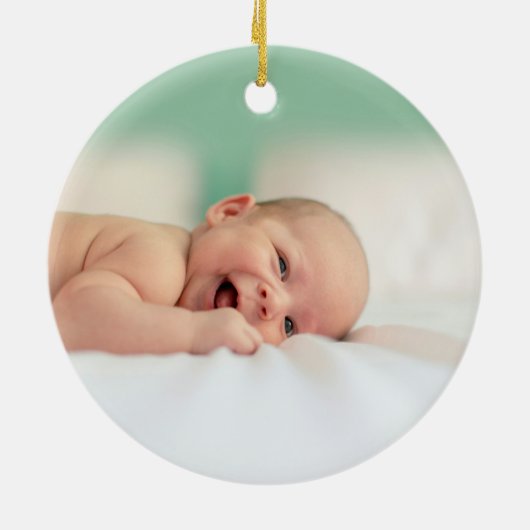 Personalized Photo Baby's First Christmas Keramisch Ornament (Achterkant)
