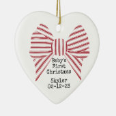 Personalized Photo Baby's First Christmas Red Bow Keramisch Ornament (Rechts)
