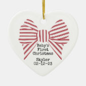 Personalized Photo Baby's First Christmas Red Bow Keramisch Ornament (Voorkant)