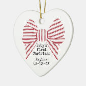 Personalized Photo Baby's First Christmas Red Bow Keramisch Ornament (Links)