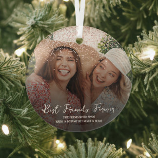 Personalized photo best friend glas ornament