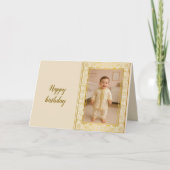 Personalized Photo Birthday Card —Floral frame Bedankkaart (Voorkant)