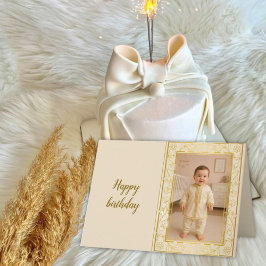 Personalized Photo Birthday Card —Floral frame Bedankkaart