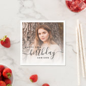 Personalized Photo Black Script 18th Birthday Servet (Insitu)