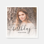 Personalized Photo Black Script 18th Birthday Servet (Voorkant)