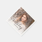 Personalized Photo Black Script 18th Birthday Servet (Hoek)