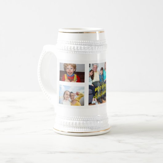 Personalized Photo Christmas Collage Beer Stein Bierpul (Voorkant links)