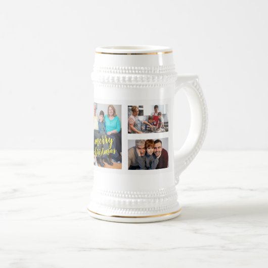 Personalized Photo Christmas Collage Beer Stein Bierpul (Voorkant rechts)