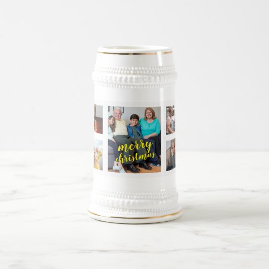 Personalized Photo Christmas Collage Beer Stein Bierpul (Center)