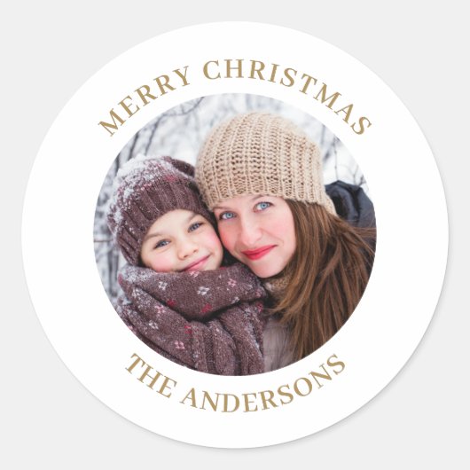 Personalized Photo Christmas Ronde Sticker (Voorkant)