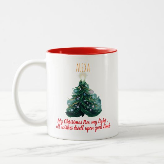 Personalized Photo Christmas Tree Ornament Tweekleurige Koffiemok (Links)