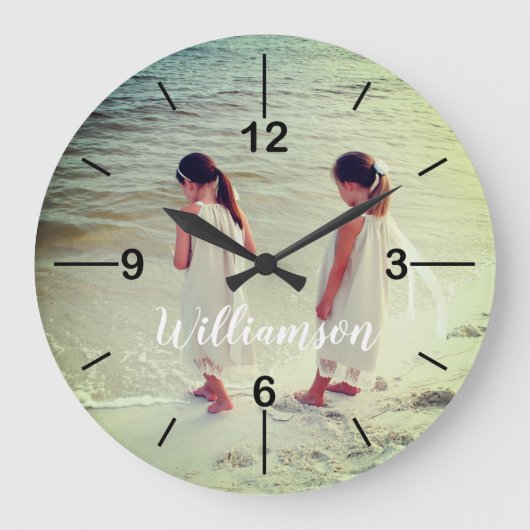Personalized Photo Clock with Photo Filter Effect Grote Klok (Voorkant)