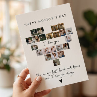 Personalized Photo Collage Heart Happy Mother's Da Feestdagenkaart