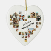 Personalized Photo Collage Heart Shaped Picture Keramisch Ornament (Rechts)