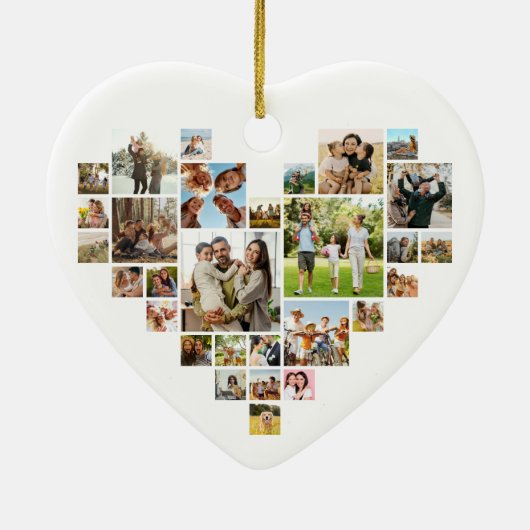 Personalized Photo Collage Heart Shaped Picture Keramisch Ornament (Achterkant)