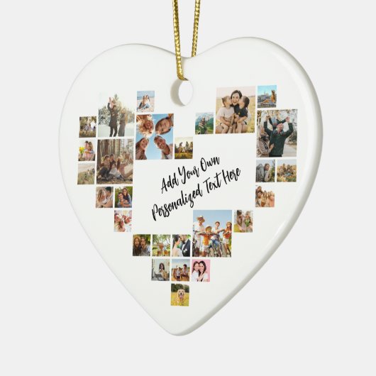 Personalized Photo Collage Heart Shaped Picture Keramisch Ornament (Links)