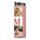 Personalized Photo Collage Mom Heart & Kids Name Thermosbeker (Geroteerd rechts)