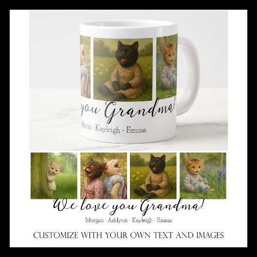 Personalized Photo Collage Mug with Custom Names Grote Koffiekop