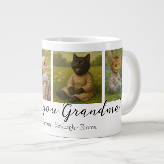 Personalized Photo Collage Mug with Custom Names Grote Koffiekop (Voorkant rechts)