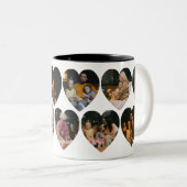Personalized Photo Collage Mug with Heart Frames Tweekleurige Koffiemok (Voorkant rechts)