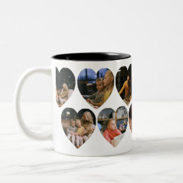 Personalized Photo Collage Mug with Heart Frames Tweekleurige Koffiemok