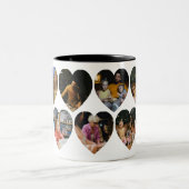 Personalized Photo Collage Mug with Heart Frames Tweekleurige Koffiemok (Center)