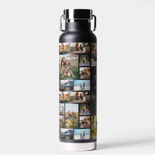 Personalized Photo Collage With Quote Waterfles (Voorkant)