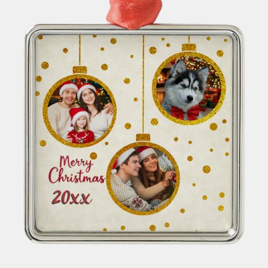 Personalized Photo - Custom Family Holiday Decor Metalen Ornament (Voorkant)