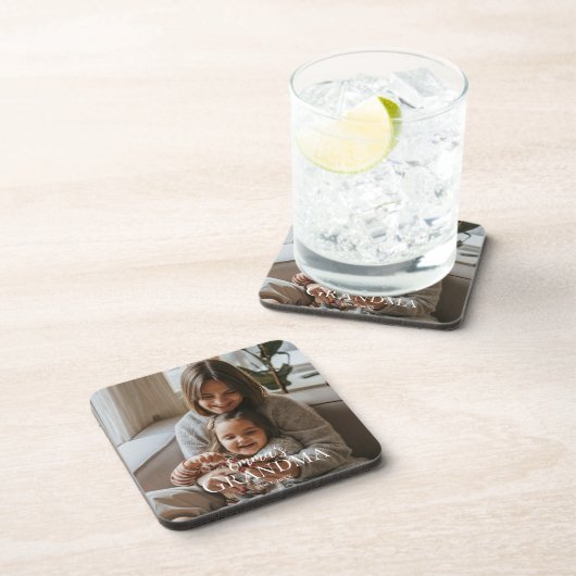 Personalized Photo & Custom Text Grandma Since -  Bier Onderzetter (Rechterzijde)