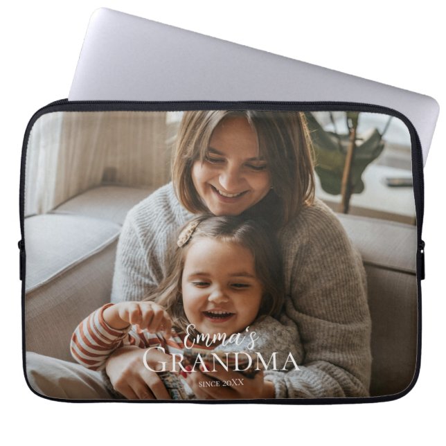 Personalized Photo & Custom Text Grandma Since -  Laptop Sleeve (Voorkant)