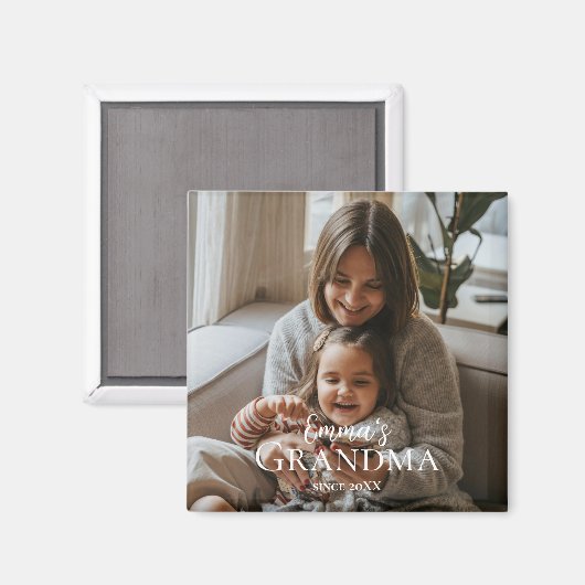 Personalized Photo & Custom Text Grandma Since -  Magneet (Voorkant / Achterkant)